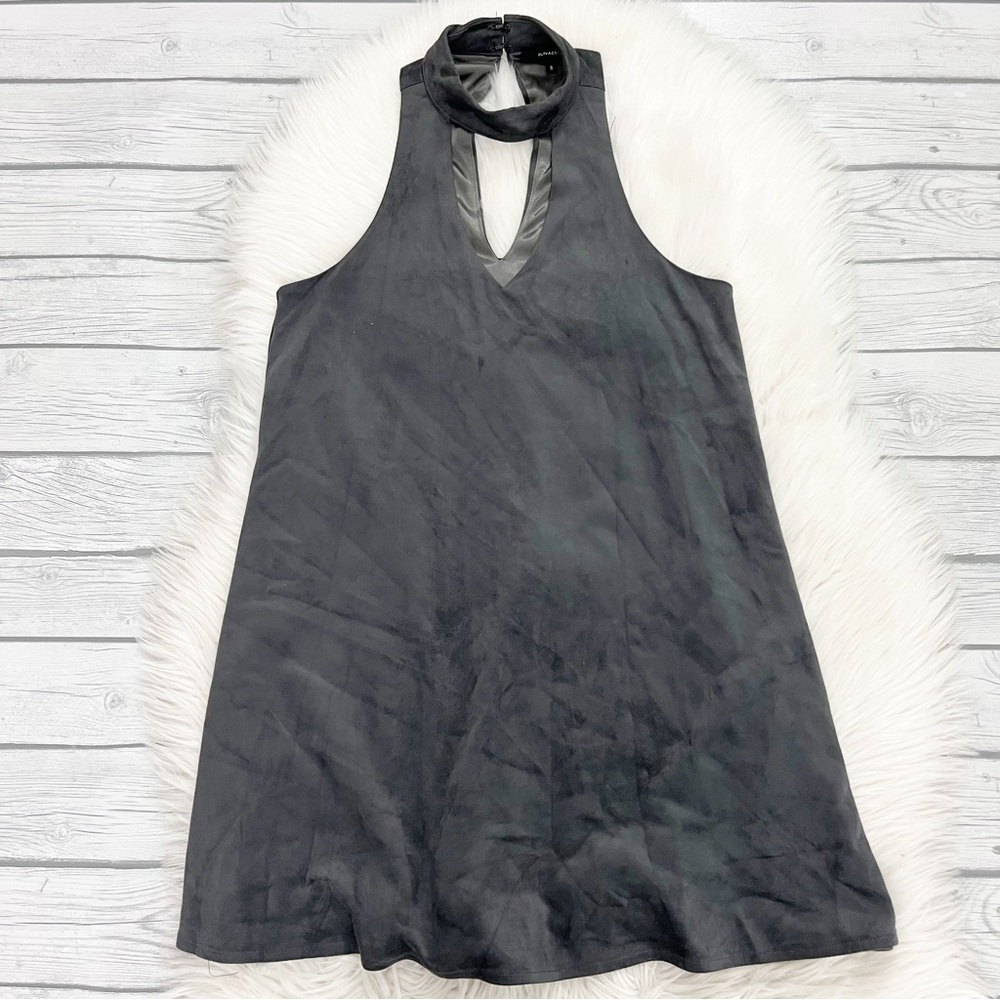 Olivaceous Gray Suede Mini Swing Dress